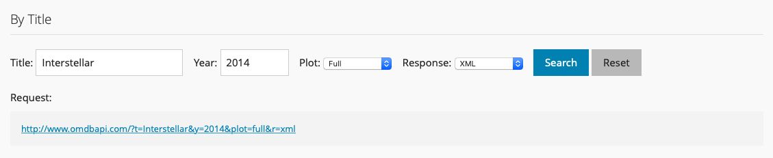 Example OMDb Query in XML